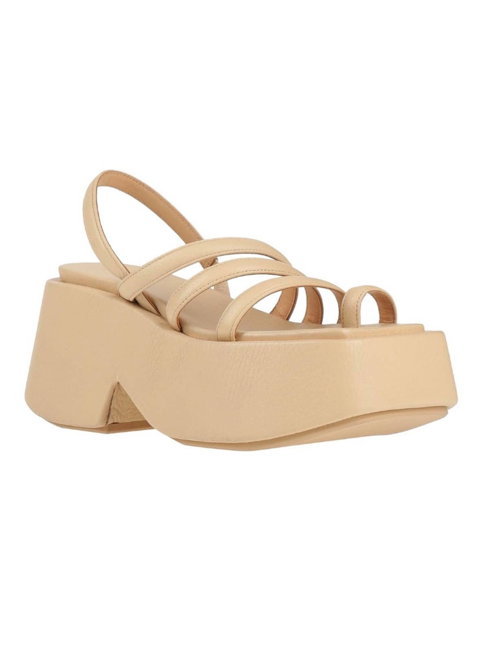 MARSÈLL leather platform strappy sandals, MARSELL , MADE IN ITALY, beige